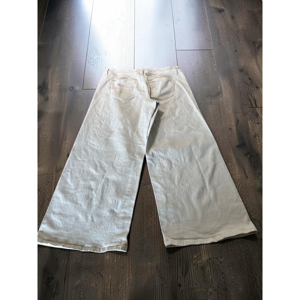 Sailor Wide Leg Womens 16 Light Cream Tan Denim High Rise Casual Boho Chic - Picture 2 of 9